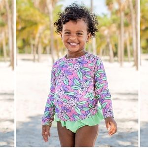 Ruffle Butts Violet Valley Long Sleeve Rash Guard Ruffle Bikini